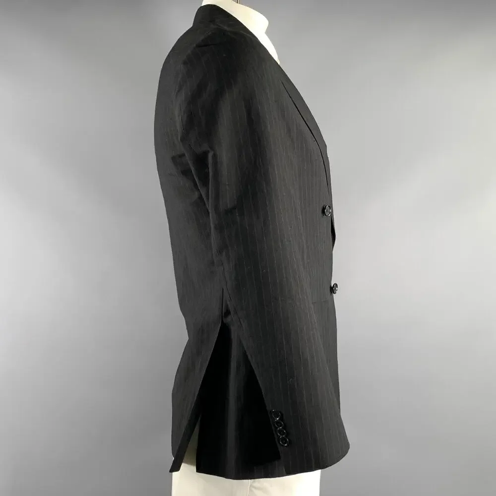 UNITED ARROWS Chest Size 48 Black Grey Pinstripe Cotton Blend Sport Coat